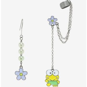 Sanrio Keroppi Flower Mismatch Cuff Earrings